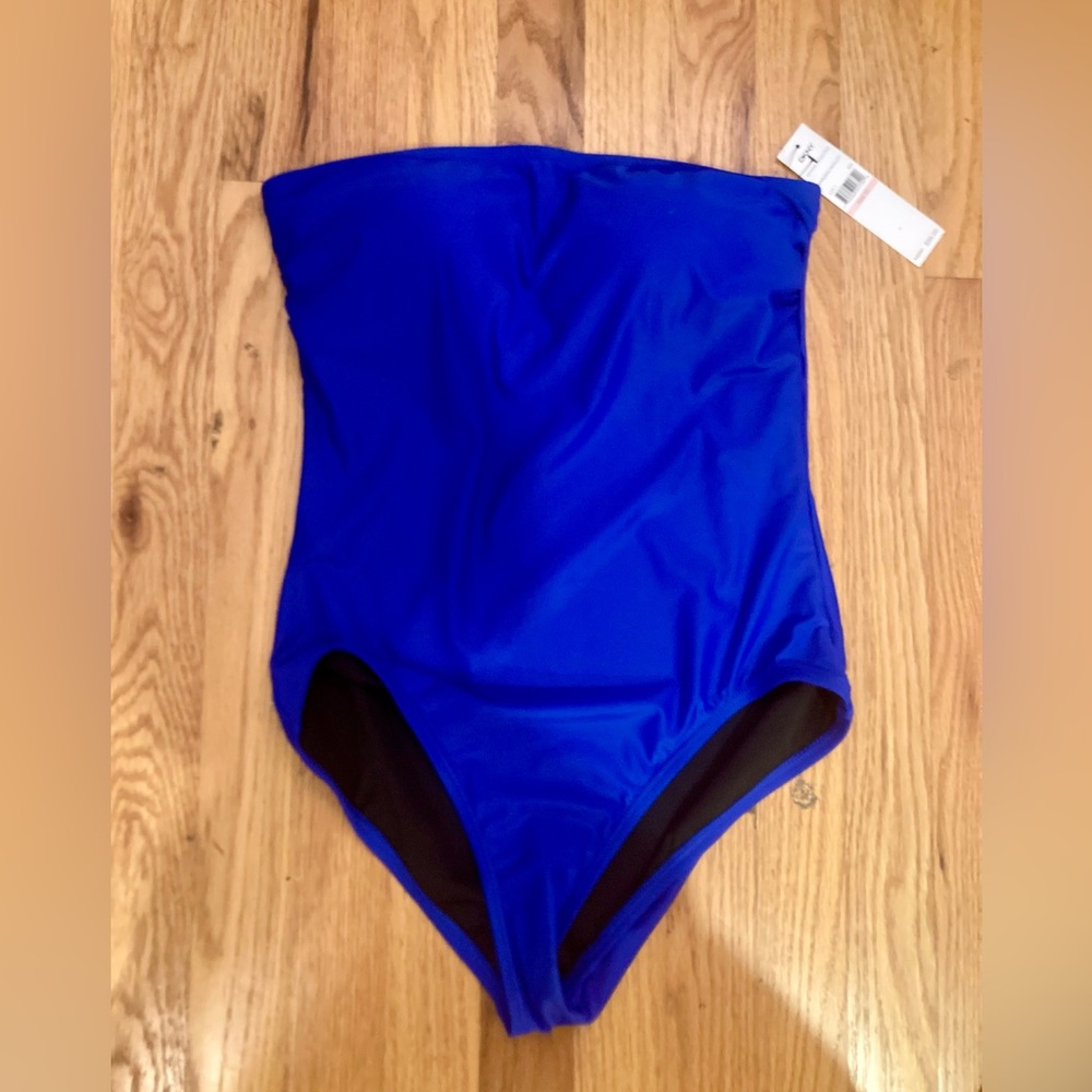 DKNY Bandeau 1pc Swimsuit SZ 10 - Electric Blue NWT MSRP $98